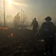 Firefighters battling the 135,000 acre Lefors East fire. 3 people, attempting to save livestock, would die in this fire, that at times moved up to 55mph. (Photo Courtesy of Texas A&M Forest Service)
